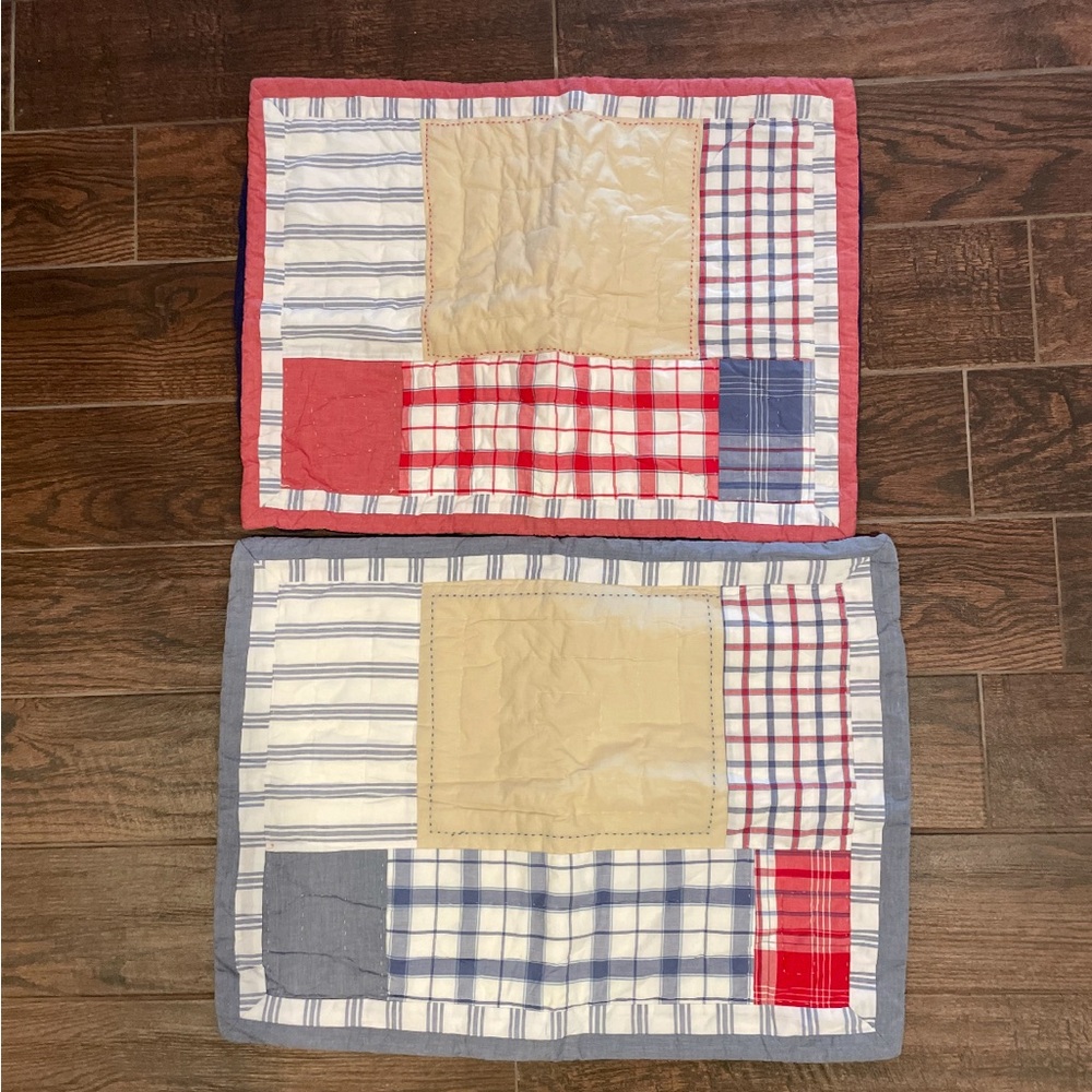 Pottery Barn Teen Patchwork Pillow Covers - Red, Blue, Cream